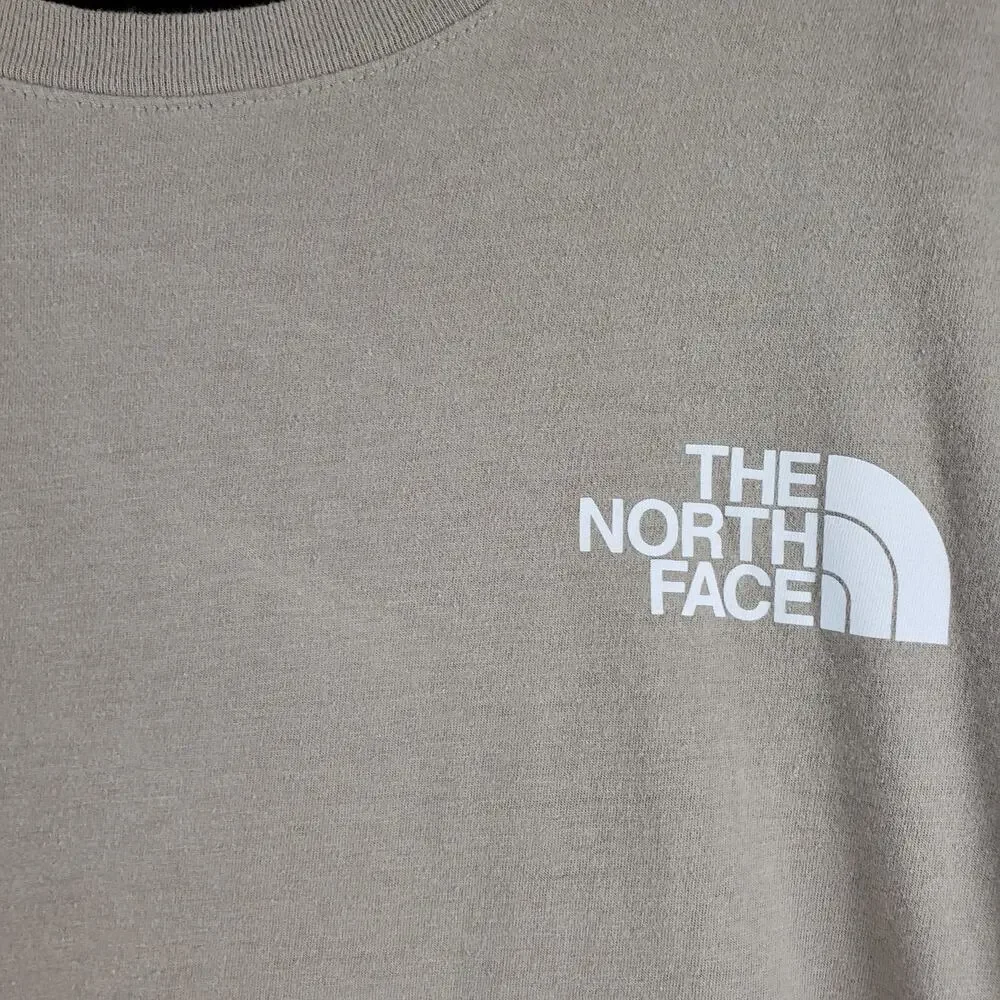 The North Face Men's XL Long Sleeve‎ Graphic Tee Tan Black Logo Neutral Gorpcore